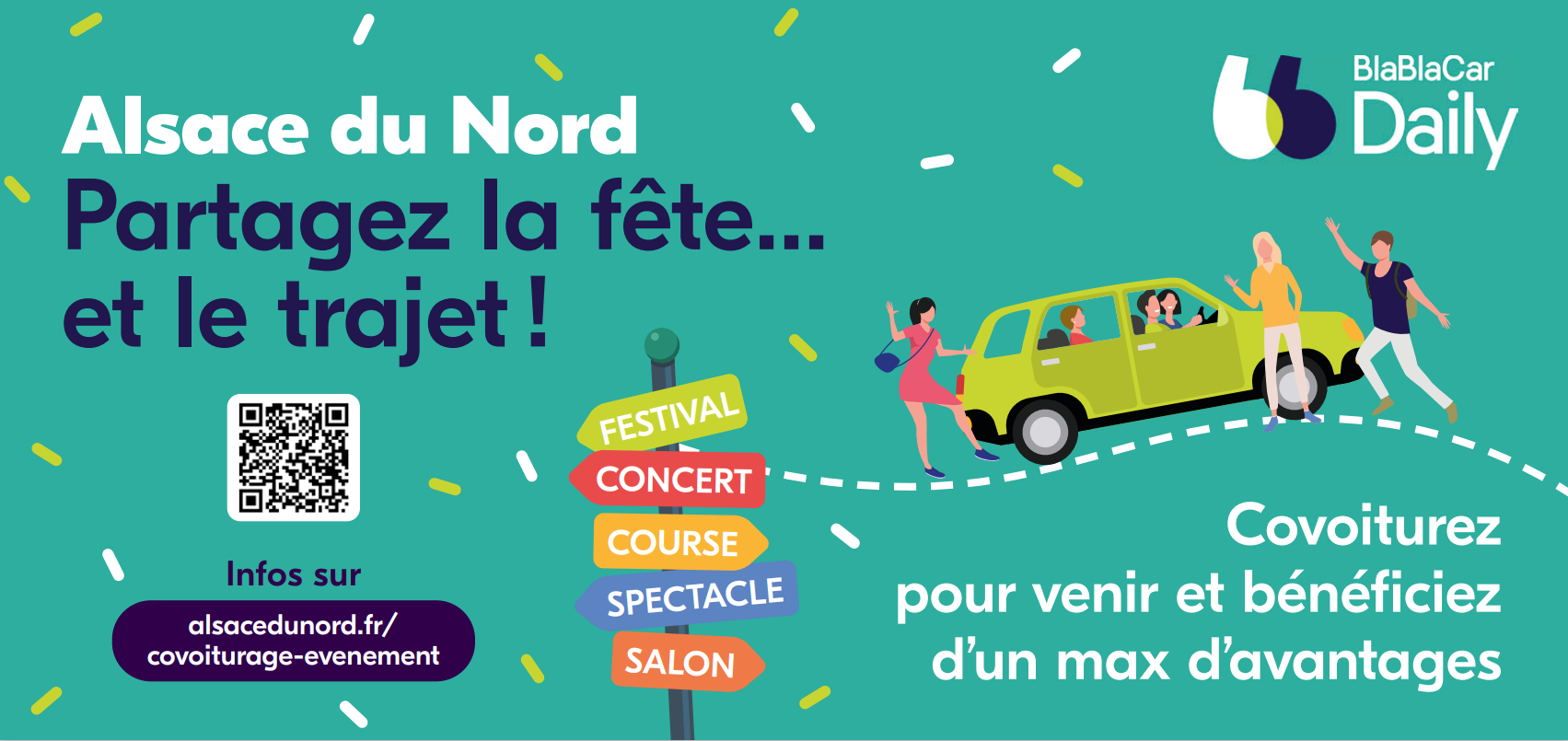 Partagez la fête et le trajet ! Covoiturez et bénéficiez d'un max d'avantage